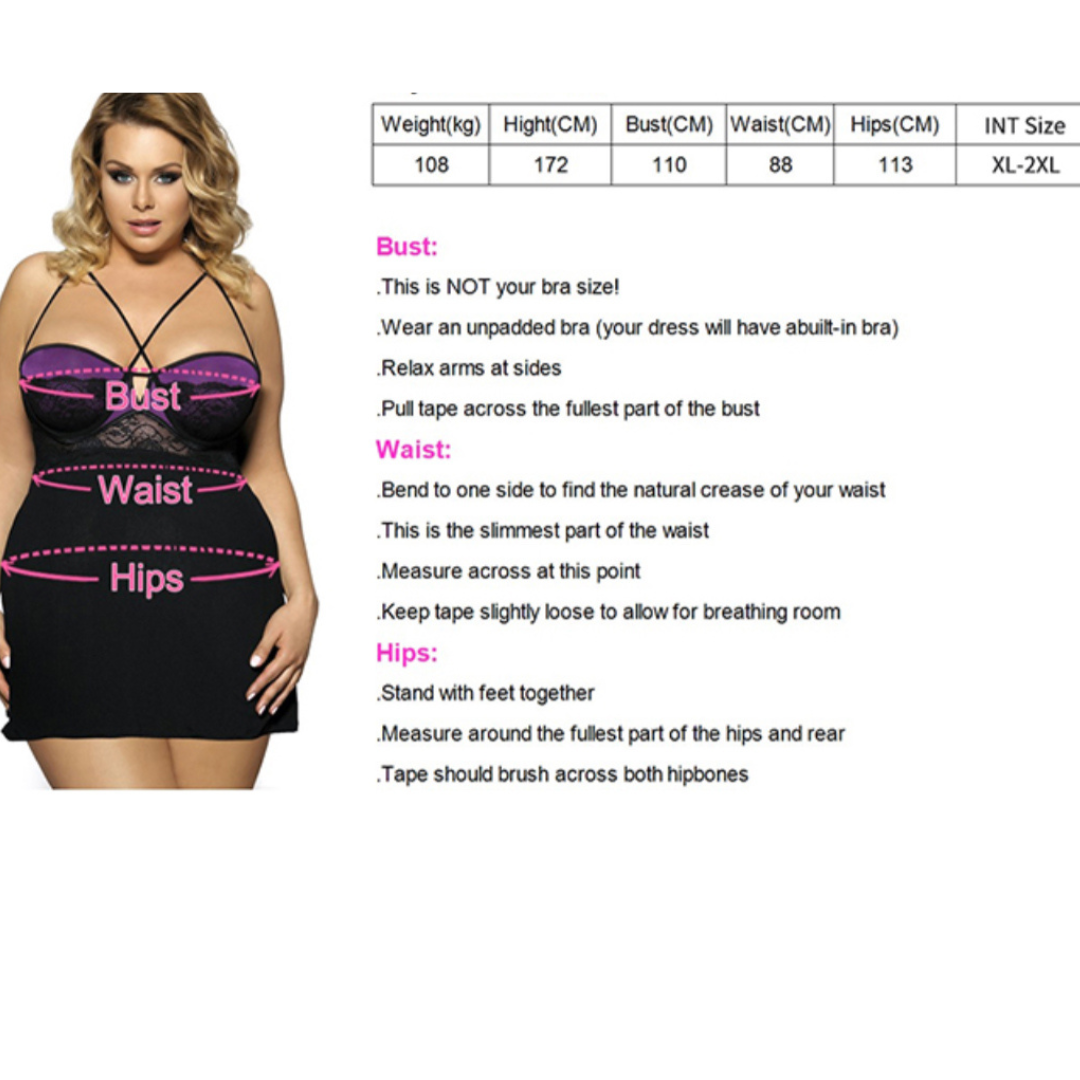 Black Plus Size Push-up Cup Lace Teddy